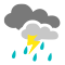 Pluie forte ou modérée avec tonnerre
